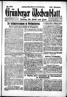 Gr&uuml;nberger Wochenblatt: Zeitung f&uuml;r Stadt und Land, No. 257. (2. November 1931)