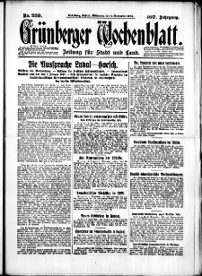 Gr&uuml;nberger Wochenblatt: Zeitung f&uuml;r Stadt und Land, No. 259. (4. November 1931)
