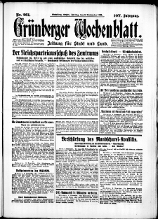 Gr&uuml;nberger Wochenblatt: Zeitung f&uuml;r Stadt und Land, No. 261. (6. November 1931)