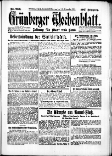 Gr&uuml;nberger Wochenblatt: Zeitung f&uuml;r Stadt und Land, No. 262. (7./8. November 1931)