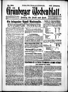 Gr&uuml;nberger Wochenblatt: Zeitung f&uuml;r Stadt und Land, No. 264. (10. November 1931)