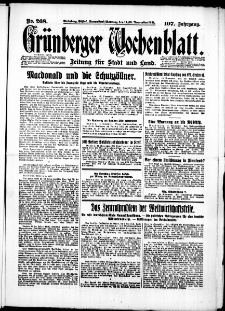 Gr&uuml;nberger Wochenblatt: Zeitung f&uuml;r Stadt und Land, No. 268. (14./15. November 1931)