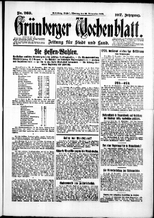 Gr&uuml;nberger Wochenblatt: Zeitung f&uuml;r Stadt und Land, No. 269. (16. November 1931)