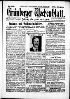 Gr&uuml;nberger Wochenblatt: Zeitung f&uuml;r Stadt und Land, No. 270. (17./18. November 1931)