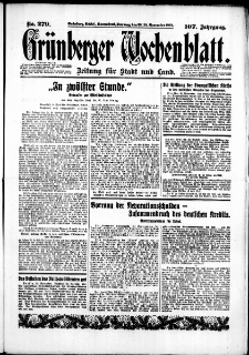 Gr&uuml;nberger Wochenblatt: Zeitung f&uuml;r Stadt und Land, No. 279. (28./29. November 1931)