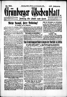 Gr&uuml;nberger Wochenblatt: Zeitung f&uuml;r Stadt und Land, No. 280. (30. November 1931)