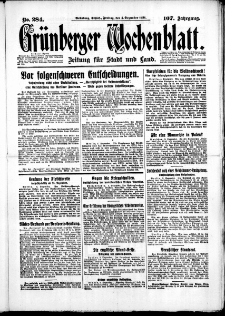 Gr&uuml;nberger Wochenblatt: Zeitung f&uuml;r Stadt und Land, No. 284. (4. Dezember 1931)