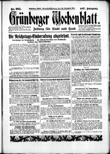 Gr&uuml;nberger Wochenblatt: Zeitung f&uuml;r Stadt und Land, No. 285. (5./6. Dezember 1931)