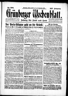 Gr&uuml;nberger Wochenblatt: Zeitung f&uuml;r Stadt und Land, No. 290. (11. Dezember 1931)