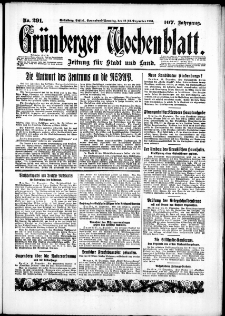 Gr&uuml;nberger Wochenblatt: Zeitung f&uuml;r Stadt und Land, No. 291. (12./13. Dezember 1931)
