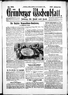 Gr&uuml;nberger Wochenblatt: Zeitung f&uuml;r Stadt und Land, No. 292. (14. Dezember 1931)