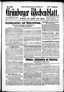 Gr&uuml;nberger Wochenblatt: Zeitung f&uuml;r Stadt und Land, No. 293. (15. Dezember 1931)