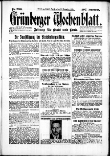 Gr&uuml;nberger Wochenblatt: Zeitung f&uuml;r Stadt und Land, No. 296. (18. Dezember 1931)