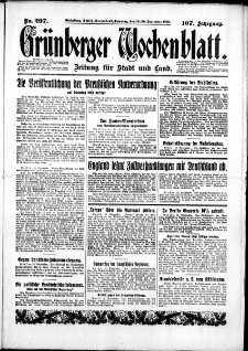 Gr&uuml;nberger Wochenblatt: Zeitung f&uuml;r Stadt und Land, No. 297. (19./20. Dezember 1931)