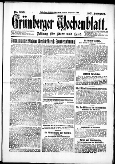 Gr&uuml;nberger Wochenblatt: Zeitung f&uuml;r Stadt und Land, No. 300. (23. Dezember 1931)