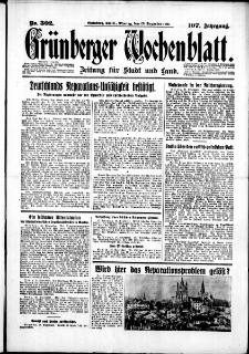Gr&uuml;nberger Wochenblatt: Zeitung f&uuml;r Stadt und Land, No. 302. (28. Dezember 1931)