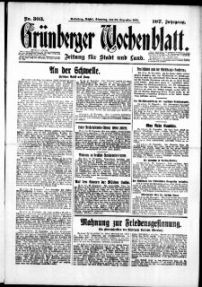 Gr&uuml;nberger Wochenblatt: Zeitung f&uuml;r Stadt und Land, No. 303. (29. Dezember 1931)