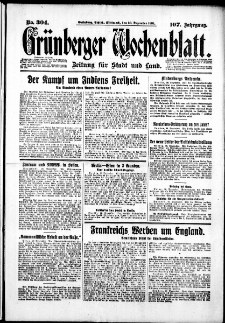 Gr&uuml;nberger Wochenblatt: Zeitung f&uuml;r Stadt und Land, No. 304. (30. Dezember 1931)