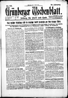 Gr&uuml;nberger Wochenblatt: Zeitung f&uuml;r Stadt und Land, No. 152. ( 3. Juli 1923 )