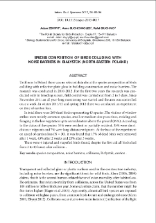 Species composition of birds colliding with noise barriers in białystok (north-eastern Poland)