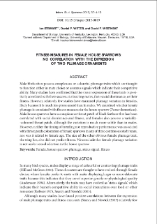 Fitness measures in female house sparrows: no correlation with the expression of two plumage ornaments