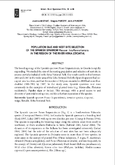 Population size and nest site selection of the Spanish sparrow "Passer hispaniolensis" in the region of the River Krka (Croatia)
