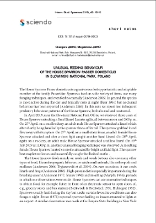 Unusual feeding behaviour of the House Sparrow "Passer domesticus" in Slowinski National Park, Poland