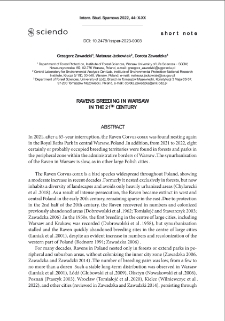 Ravens breeding in Warsaw in the 21th century