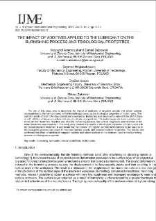 The impact of additives applied to the lubricant on the burnishing process and tribological properties