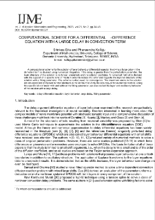 Computational scheme for a differential - difference equation with a large delay in convection term