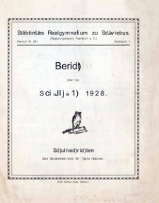 Städtisches Realgymnasium zu Schwiebus: Bericht über das Schuljahr 1928