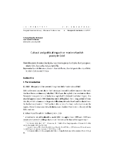 Cultural and political impact on modern Kurdish poetry in Erbil = Wpływ kulturowy i polityczny na współczesną poezję kurdyjską w Erbilu
