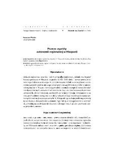 Legal aspects of regional autonomy in Spain = Prawne aspekty autonomii regionalnej w Hiszpanii