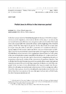 Polish Jews in Africa in the interwar period = Żydzi polscy w Afryce w okresie międzywojennym