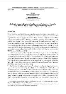 Continuity, change and rupture in Brazilian sport: reflections from the profile of the Ministers of Sport and the budget of the Ministry of Sport