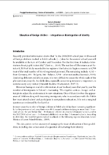 Education of foreign children - integration or disintegration of identity