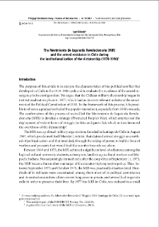 The Movimiento de Izquierda Revolucionaria (MIR) and the armed resistance in Chile during the institutionalization of the dictatorship (1978-1990)