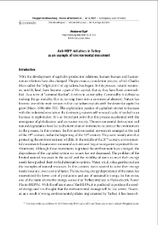 Anti-HEPP initiatives in Turkey as an example of environmental movement