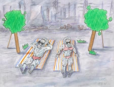 Ochrona przed chłodem i upałem [1] : VIII Otwarty Międzynarodowy Konkurs na Rysunek Satyryczny / Philippe Bossens