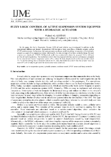 Fuzzy logic control of active suspension system equipped with a hydraulic actuator
