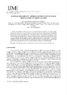 Damage-reliability approach for fatigue crack propagation in MDPE gas pipe