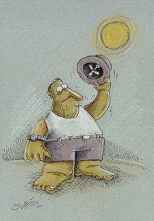 Ochrona przed chłodem i upałem [3] : VIII Otwarty Międzynarodowy Konkurs na Rysunek Satyryczny / Dost Mohammad Tehrani