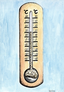 Ochrona przed chłodem i upałem [2] : VIII Otwarty Międzynarodowy Konkurs na Rysunek Satyryczny / Bobiša Todorović