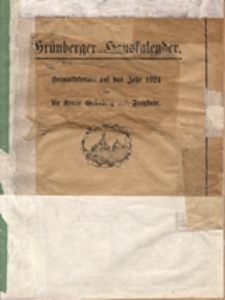 Grünberger Hauskalender: Heimatkalender auf das Jahr 1924 für die Kreise Grünberg und Freystadt