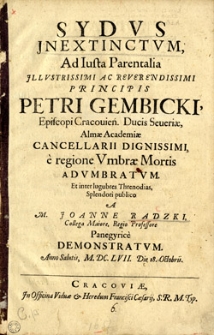 Sydus inextinctum, ad Iusta Parentalia Jllustrissimi ac Reverendissimi Principis Petri Gembicki, Episcopi Cracovien