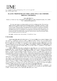 Elastic properties of tyres affecting car comfort, driving and riding