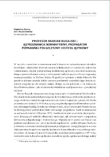 Profesor Marian Bugajski - językoznawca normatywny, propagator poprawnej polszczyzny i esteta językowy