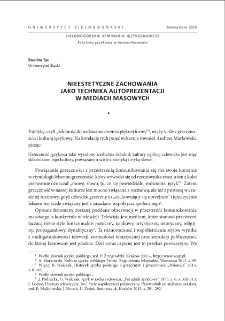 Nieestetyczne zachowania jako technika autoprezentacji w mediach masowych = Unaesthetics of behaviour as a technique of self-presentationin mass media
