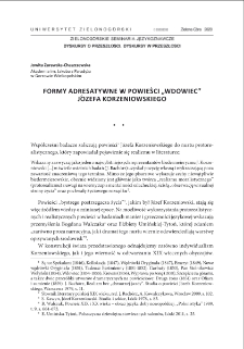 Formy adresatywne w powieści "Wdowiec" Józefa Korzeniowskiego = Addressative forms in the novel "The Widower" by Jozef Korzeniowski