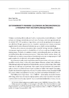 Determinanty prawne człowieka w średniowieczu z perspektywy historycznojęzykowej = Legal determinants of man in the Middle Ages from a historical?linguistic perspective